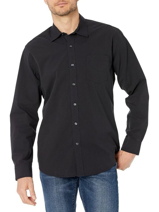Other - Men's Black 100% Cotton Imported Long-Sleeve Casual Poplin Shirt
